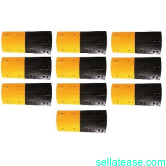 10m Rubber Traffic Speed Breaker Bump Hump with End Caps BY HIPHEN SOLUTIONS