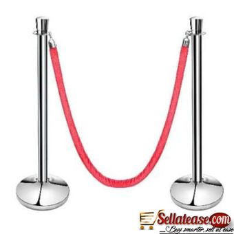 Rope Type Stanchion Crowd Queue Control Barrier Post - 2 Poles + 1 Rope BY HIPHEN SOLUTIONS