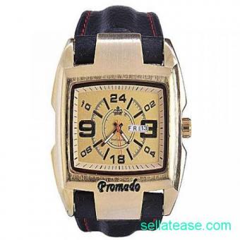 Promado Men Black Leather wrist  Watch