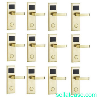 Door Lock With RFID Card Access Control - Gold - 11 Set