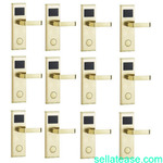 Door Lock With RFID Card Access Control - Gold - 11 Set