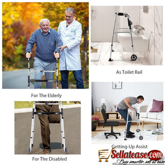 Medical Folding Walker with 2 Wheels Heavy Duty Foldable Walking Mobility Aid
