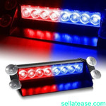 8 LED Visor Dashboard Emergency Strobe Lights - Blue & Red
