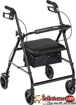 Wheeled Rollator Walker With Cable Brakes, Padded Seat