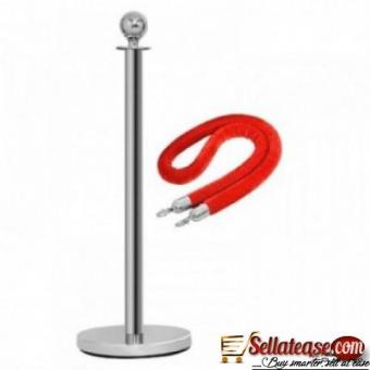 Rope Type Stanchion Crowd Queue Control Barrier Post - 1 Pole + 1 Rope By hiphen solutions