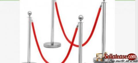 Rope Type Stanchion Crowd Queue Control Barrier Post - 4 Poles + 2 Ropes by hiphen