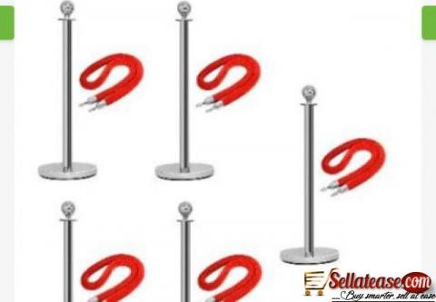 Rope Type Stanchion Crowd Queue Control Barrier Post - 5 Poles + 5 Ropes by hiphen