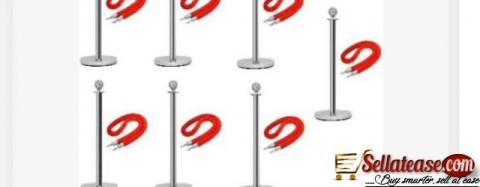 Rope Type Stanchion Crowd Queue Control Barrier Post - 6 Poles + 6 Ropes by hiphen
