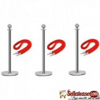 Rope Type Stanchion Crowd Queue Control Barrier Post - 3 Poles + 3 Ropes By Hiphen