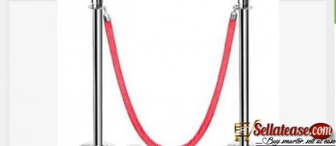 Rope Type Stanchion Crowd Queue Control Barrier Post - 2 Poles + 1 Rope By Hiphen