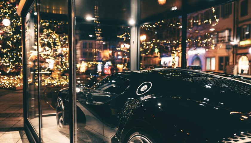 Bugatti exhibits the La Voiture La Noire as Christmas decoration