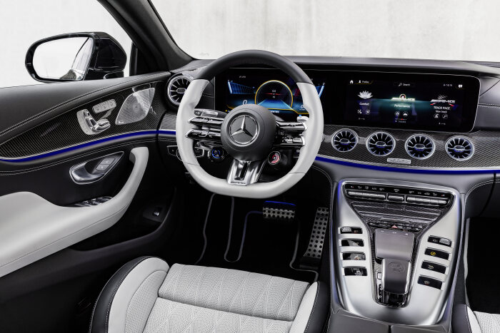 specifications and price of 2022 Mercedes-AMG GT 4-door coupe in Nigeria the steering wheels