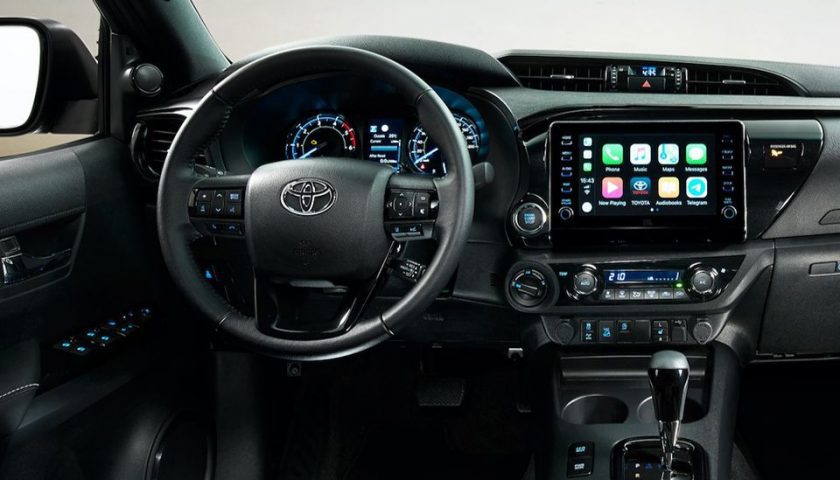 The infotainment system of 2022 Toyota Hilux V6 Adventure in Nigeria