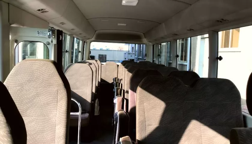 The interior of the 2023 Toyota Coaster bus in Nigeria