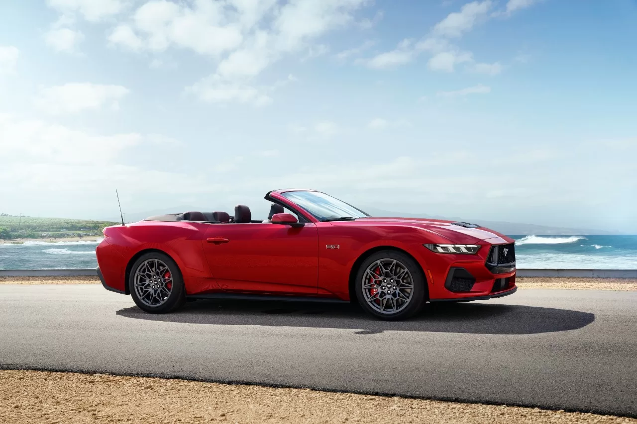 The sleek exterior design of the 2024 Ford Mustang Convertible