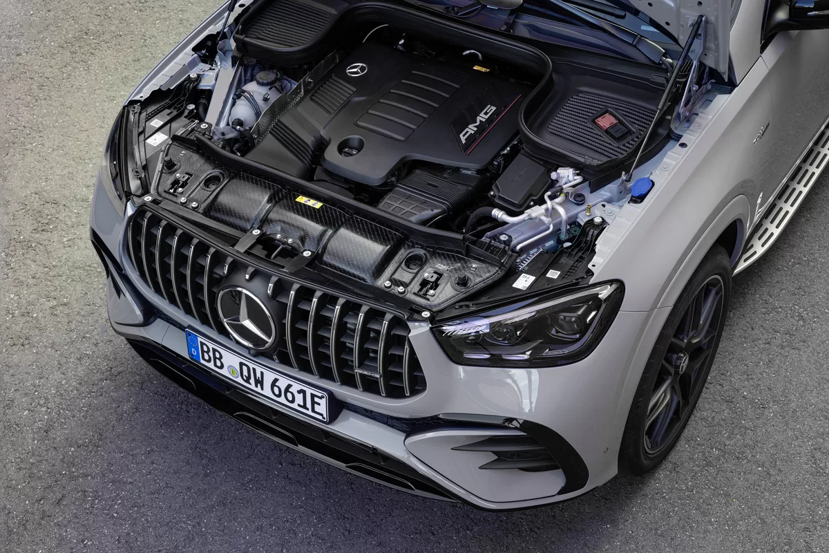 The AMG-enhanced 3.0-liter inline six-cylinder engine in the 2026 Mercedes-AMG GLE 53 Hybrid