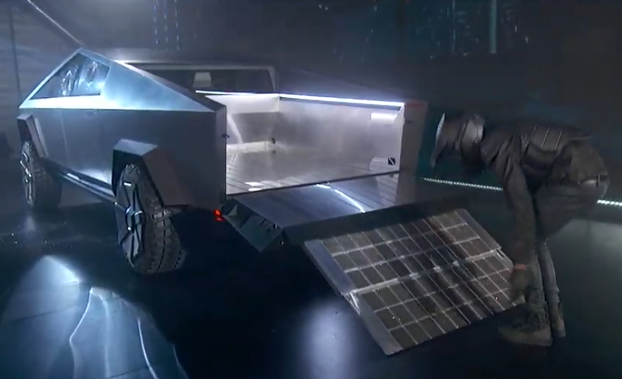 The rear cargo space of the Tesla Cybertruck