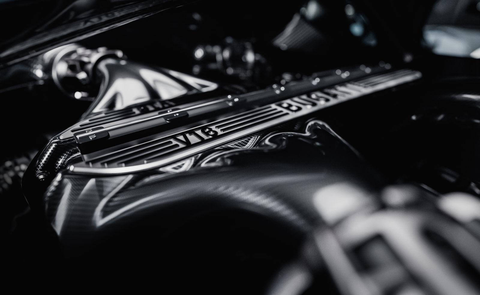 The all-new 8.3-liter naturally aspirated V16 engine on the Bugatti Tourbillon