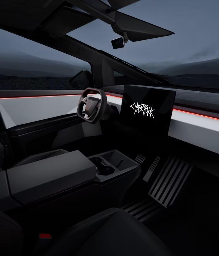 Interior design of the 2025 Tesla Cybertruck 