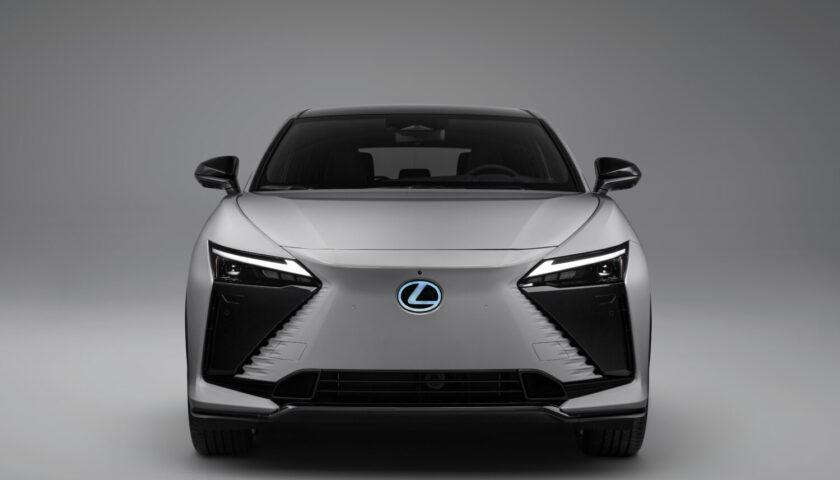 The exterior design of the new 2026 Lexus RZ 550e F SPORT AWD