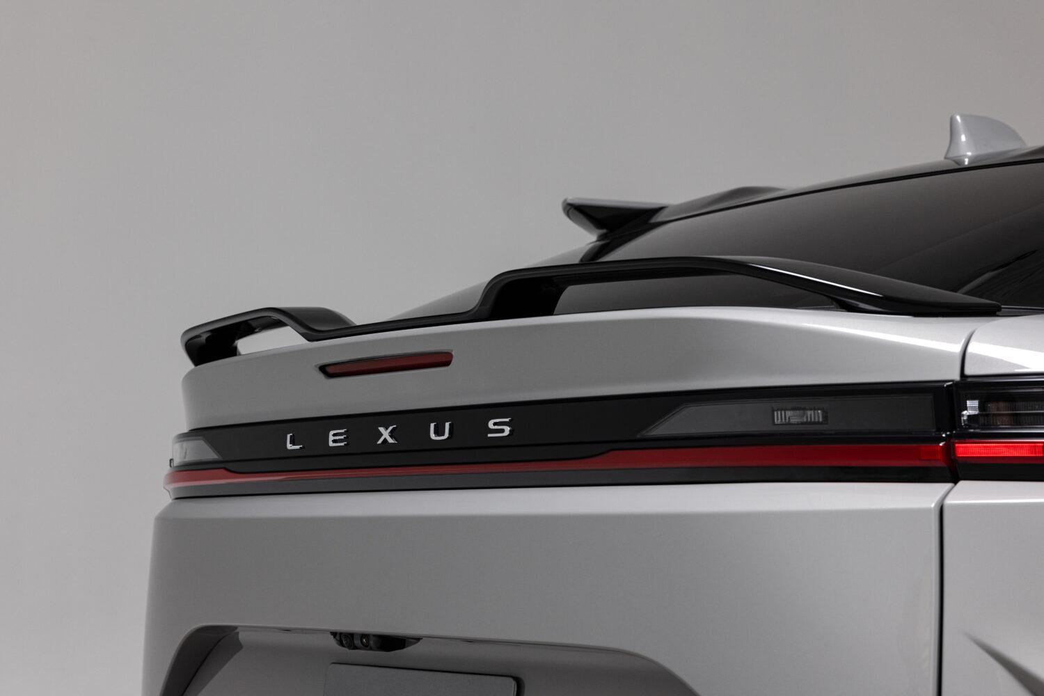 Rear design of the new 2026 Lexus RZ 550e F SPORT AWD