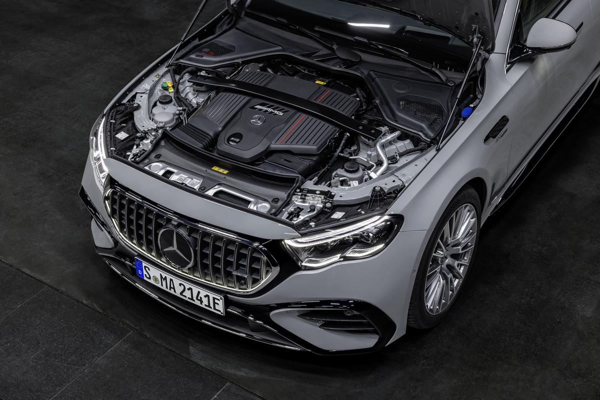 The engine on the 2026 Mercedes-AMG E 53 Hybrid Wagon