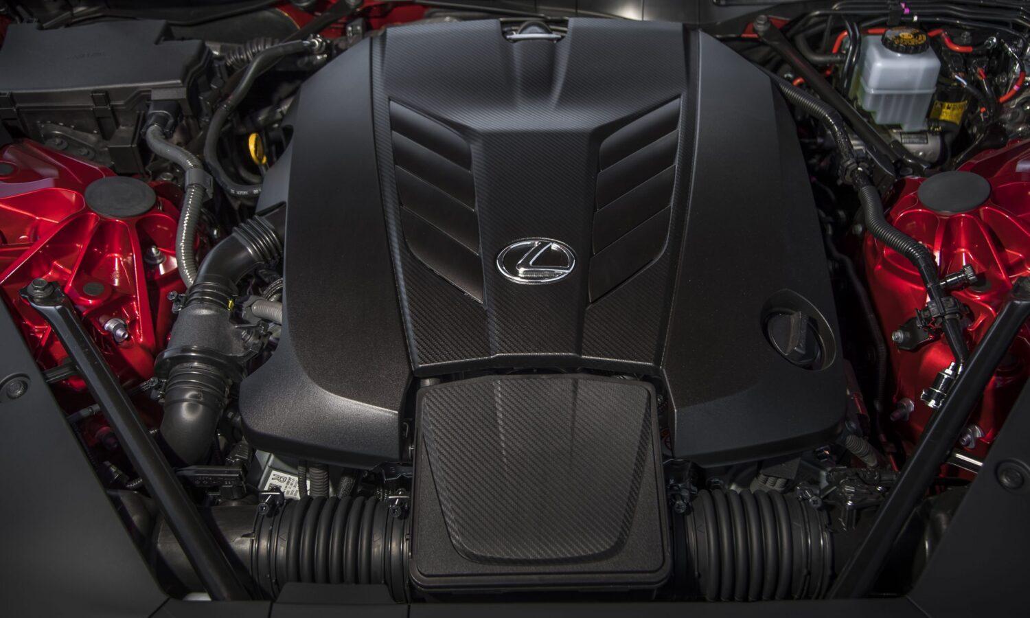 The powerful 5.0-liter naturally aspirated V8 on the 2026 Lexus LC 500