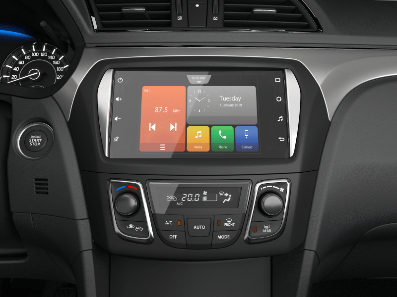 A large touchscreen display on the 2025 Toyota Belta