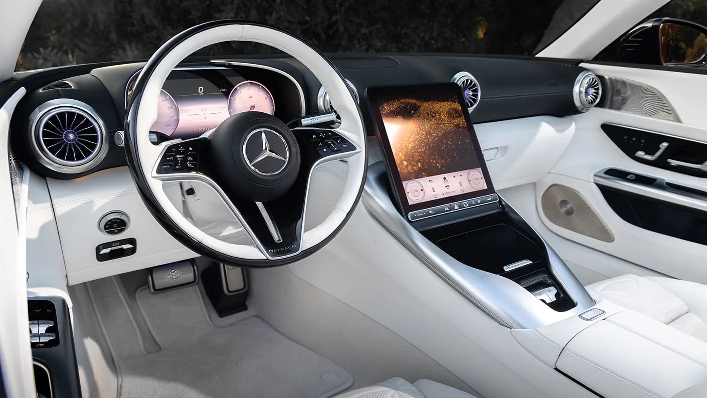The interior of Wizkid's 2026 Mercedes-Maybach SL680 monogram series