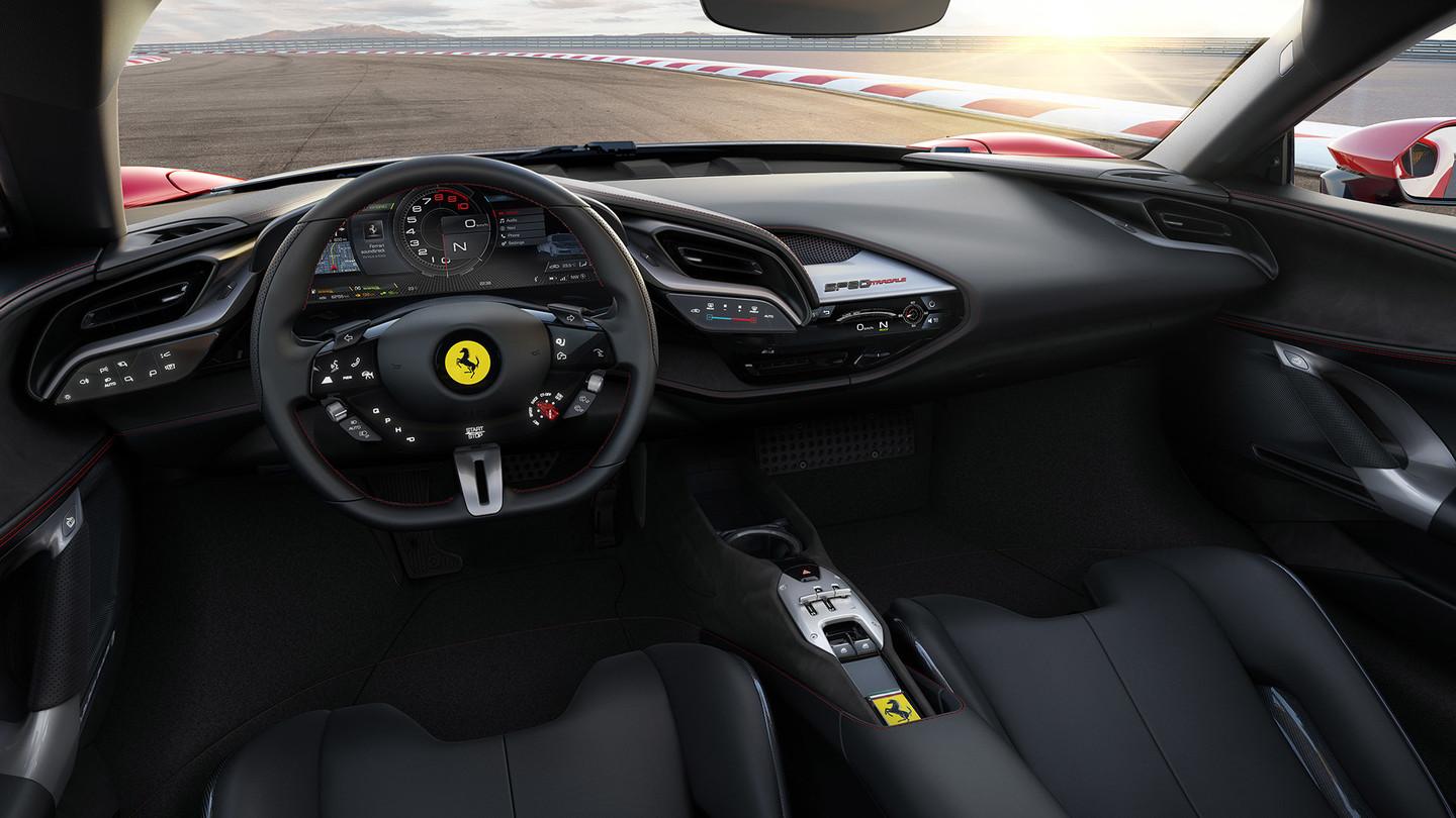 The interior of BurnaBoy's Ferrari SF90