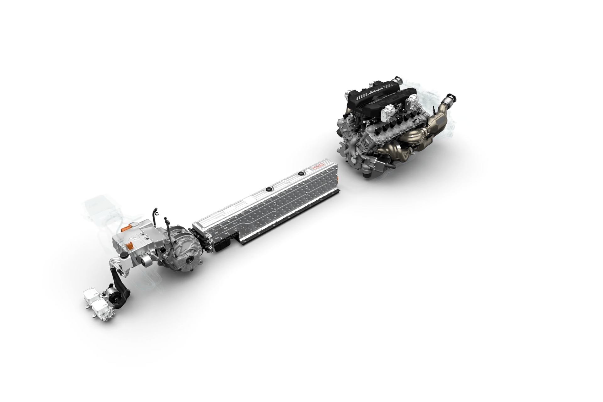 The V12 engine and the hybrid system on the 2026 Lamborghini Revuelto